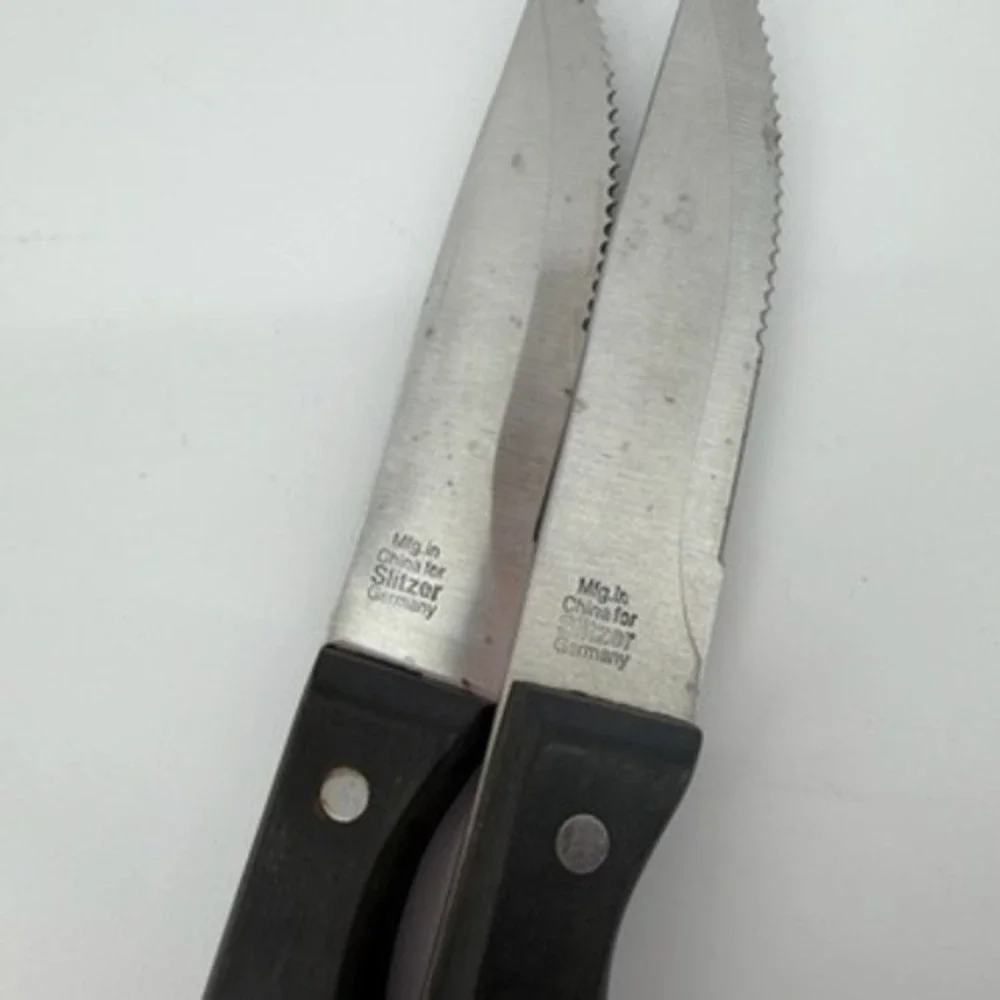 Slitzer Rostfrei Stainless Steel‎ Serrated Steak Knives Triple Rivet Set of 2